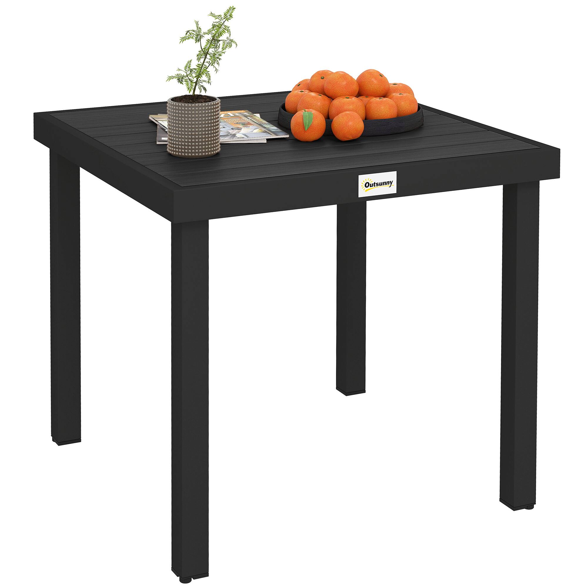 Front. Outsunny - Patio Dining Table for 4 - Black.