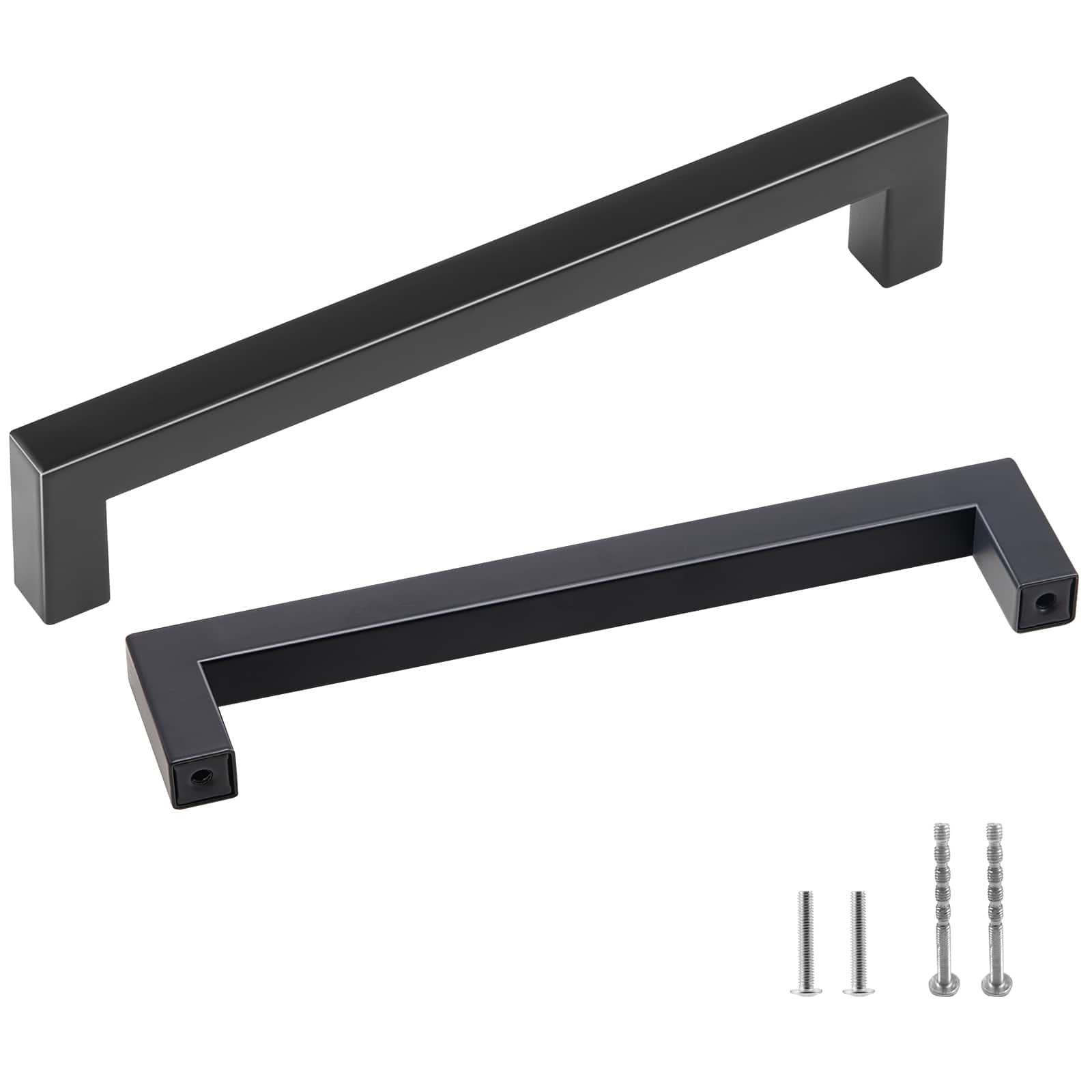 VEVOR - 30 Pack Cabinet Pulls, 5.03in / 128mm Center to Center Slim Square Kitchen Cabinet Drawer, Stainless Steel Modern - Black