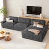 Front. Vipbear - 119" Sectional Modular Sofa - Chenille Fabric, Deep Cushions,Ultra Soft Skin-Friendly Cloud-Like Comfort for Living Room - Dark Gray.