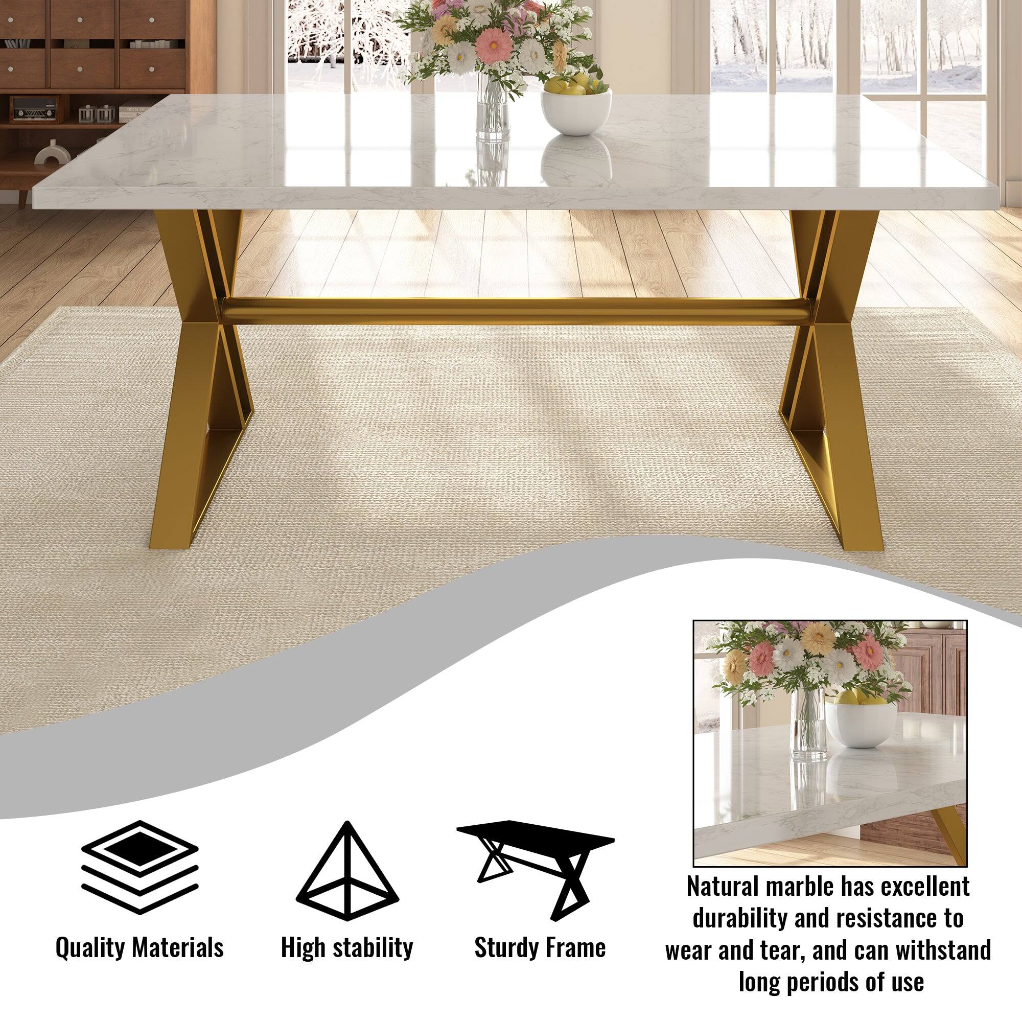 Quality Materials  
High stability  
Sturdy Frame  

Natural marble has excellent durability and resistance to wear and tear, and can withstand long periods of use