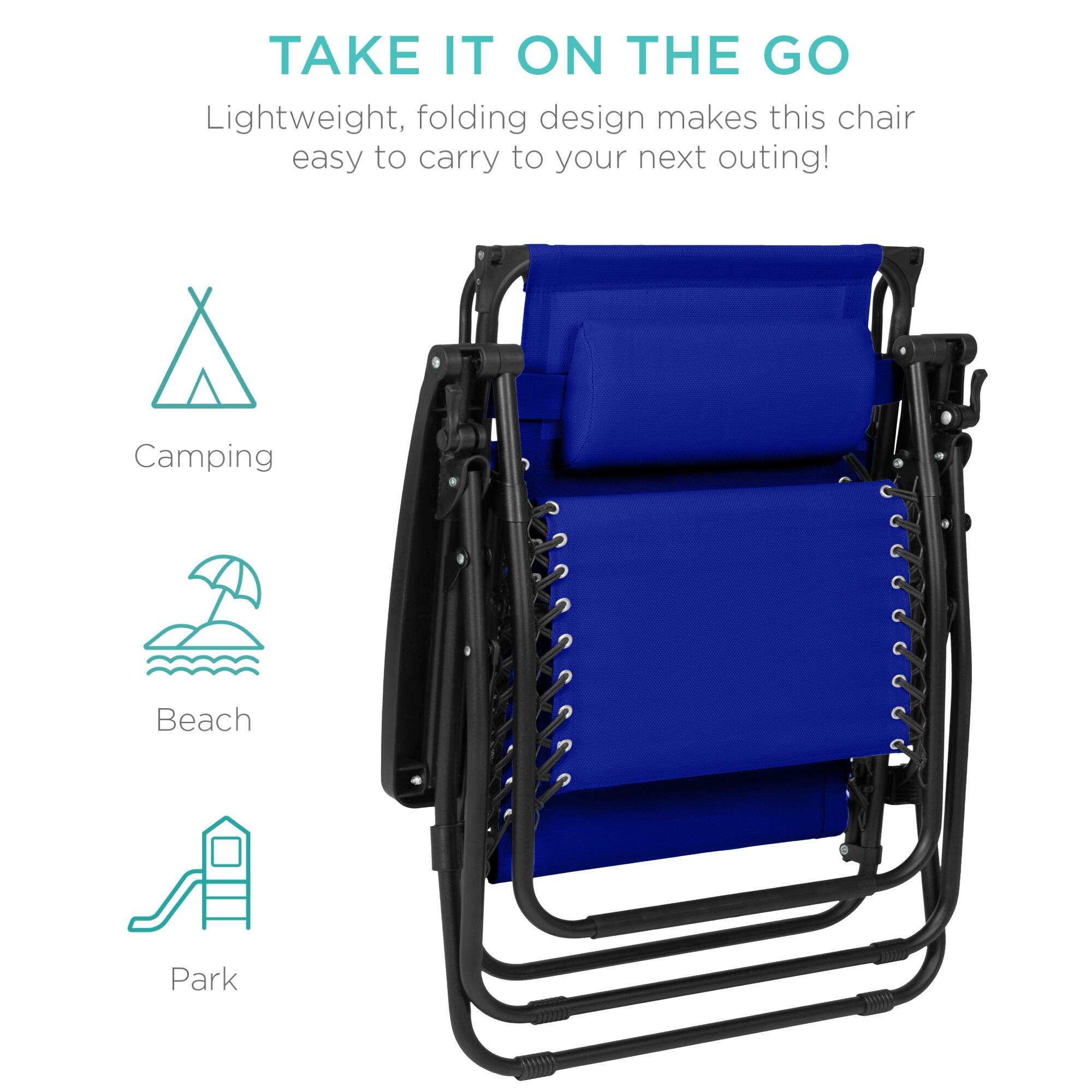 TAKE IT ON THE GO  
Lightweight, folding design makes this chair easy to carry to your next outing!  

Camping  
Beach  
Park