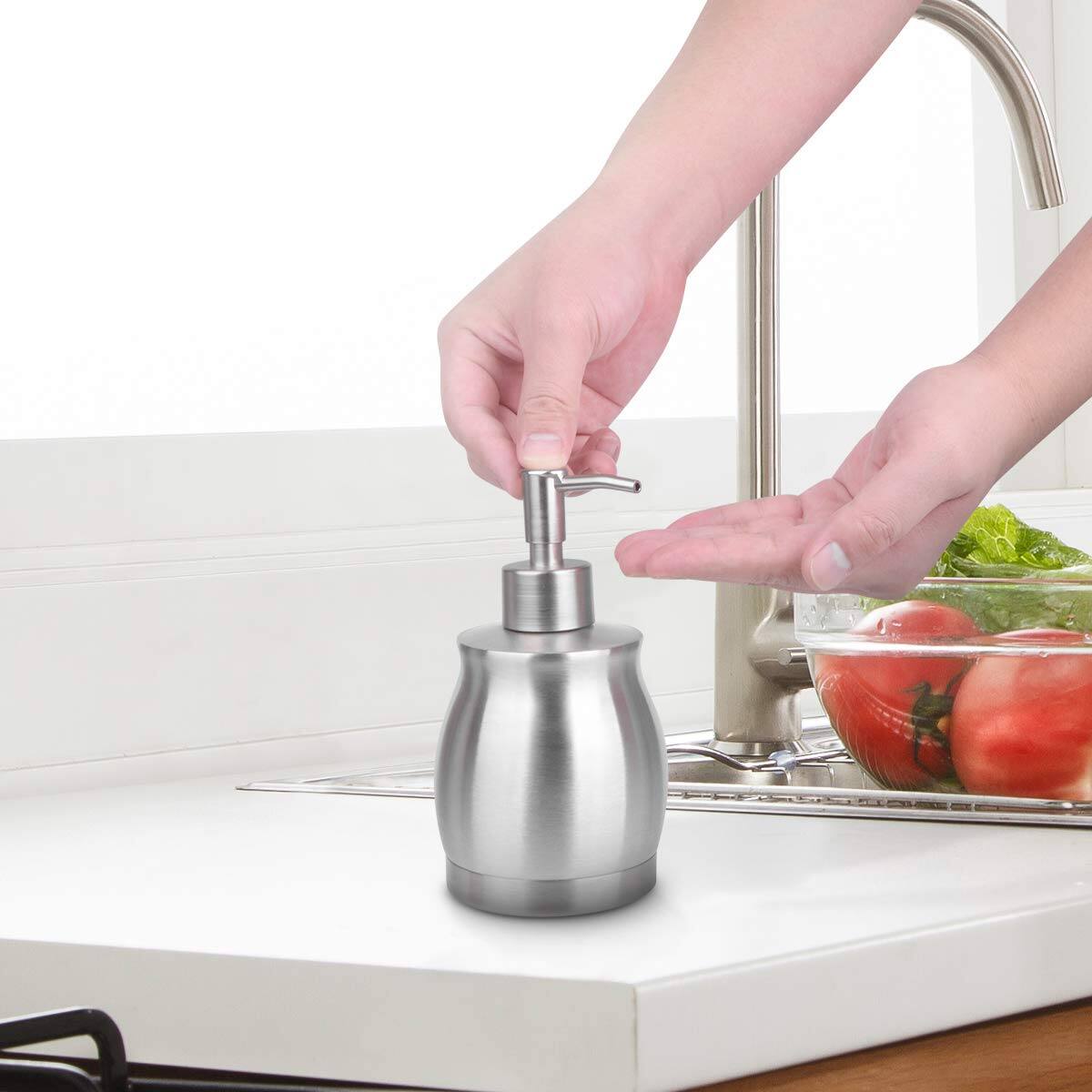 Dapper Styles Stainless Countertop Soap Dispenser Liquid Bottle And ...