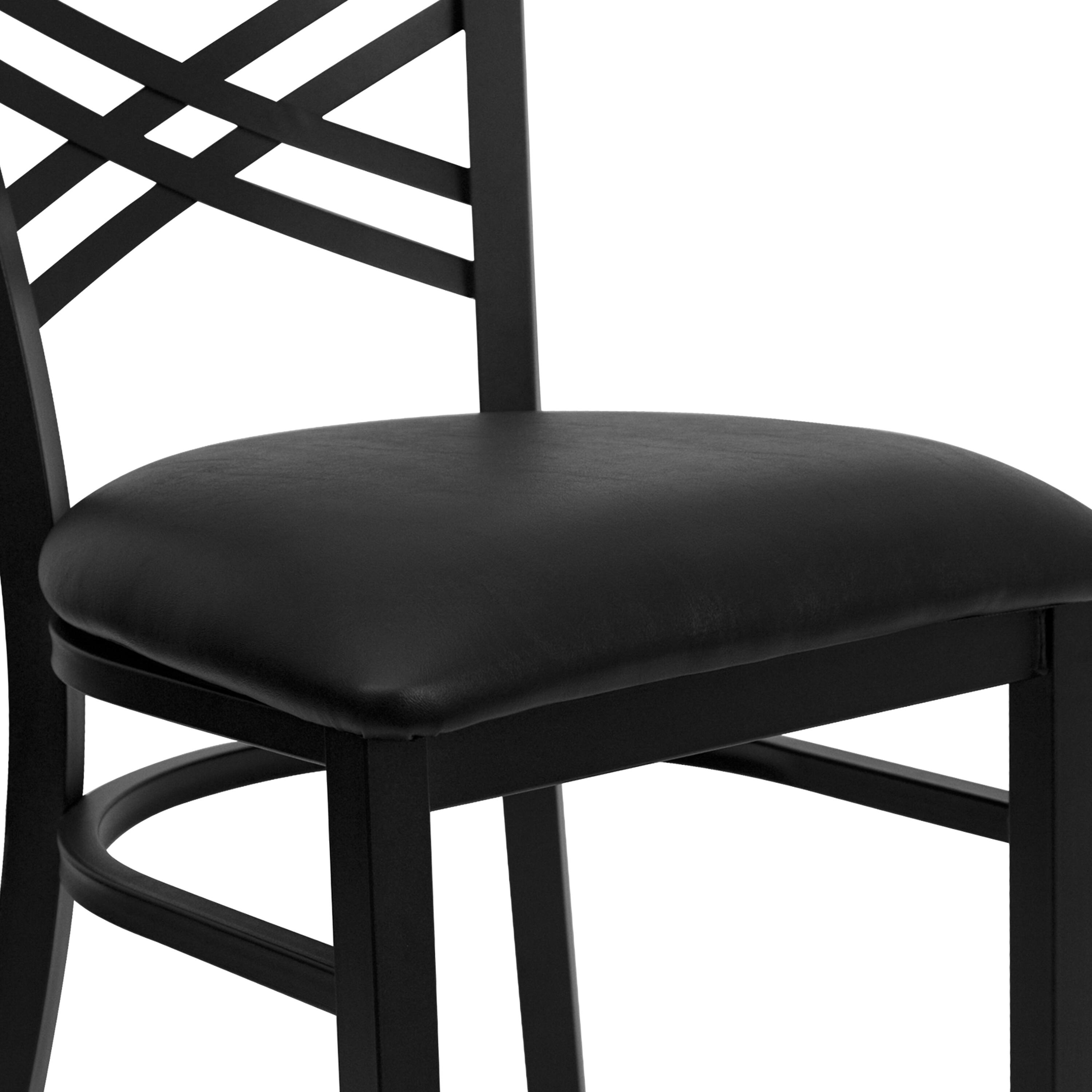 Alt View 9. Emma + Oliver - "X" Back Metal Restaurant Dining Chair - Black Vinyl Seat/Black Metal Frame.