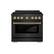Front. ZLINE - Autograph 30 in. 4.2 cu. ft. Freestanding Paramount Dual Fuel Range in Black Satin Stainless Steel with Gold Accents - Black Satin Stainless Steel.