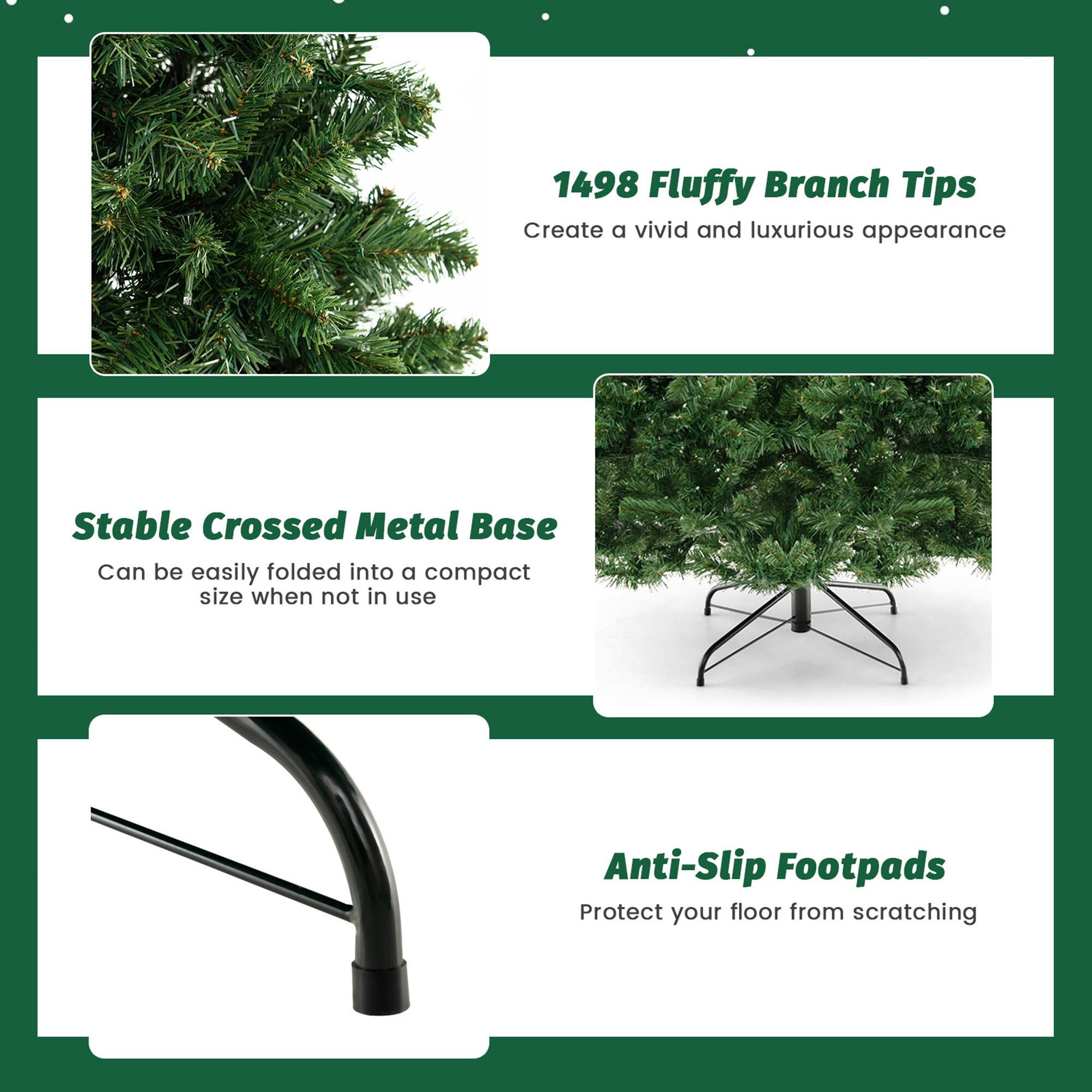 1498 Fluffy Branch Tips  
Create a vivid and luxurious appearance  

Stable Crossed Metal Base  
Can be easily folded into a compact size when not in use  

Anti-Slip Footpads  
Protect your floor from scratching