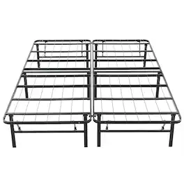 Hercules - Folding Metal Bed Frame, 14 Inch Platform Mattress Foundation, King - Black