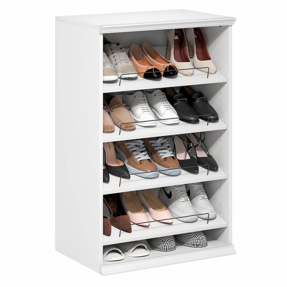 Back. Furinno - FANO Shoe Rack, 4-Tier Shoe Organizer, Closet Shoe Shelf with Angled, Adjustable Shelves, Stackable Shoe Storage - White.