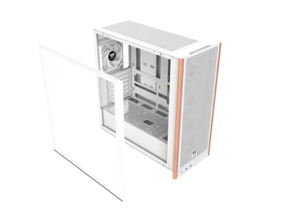 Front. Thermaltake - Thermaltake S370 WS Computer Case - White - Wood - 4 x 120mm Fan(s) Installed - Mini ITX, Micro ATX, ATX, EATX - Wood.