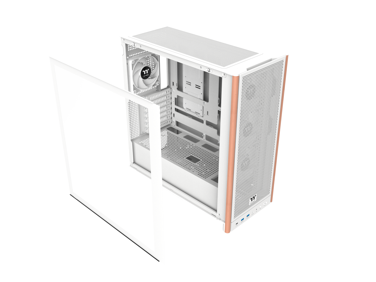 Front. Thermaltake - Thermaltake S370 WS Computer Case - White - Wood - 4 x 120mm Fan(s) Installed - Mini ITX, Micro ATX, ATX, EATX - Wood.