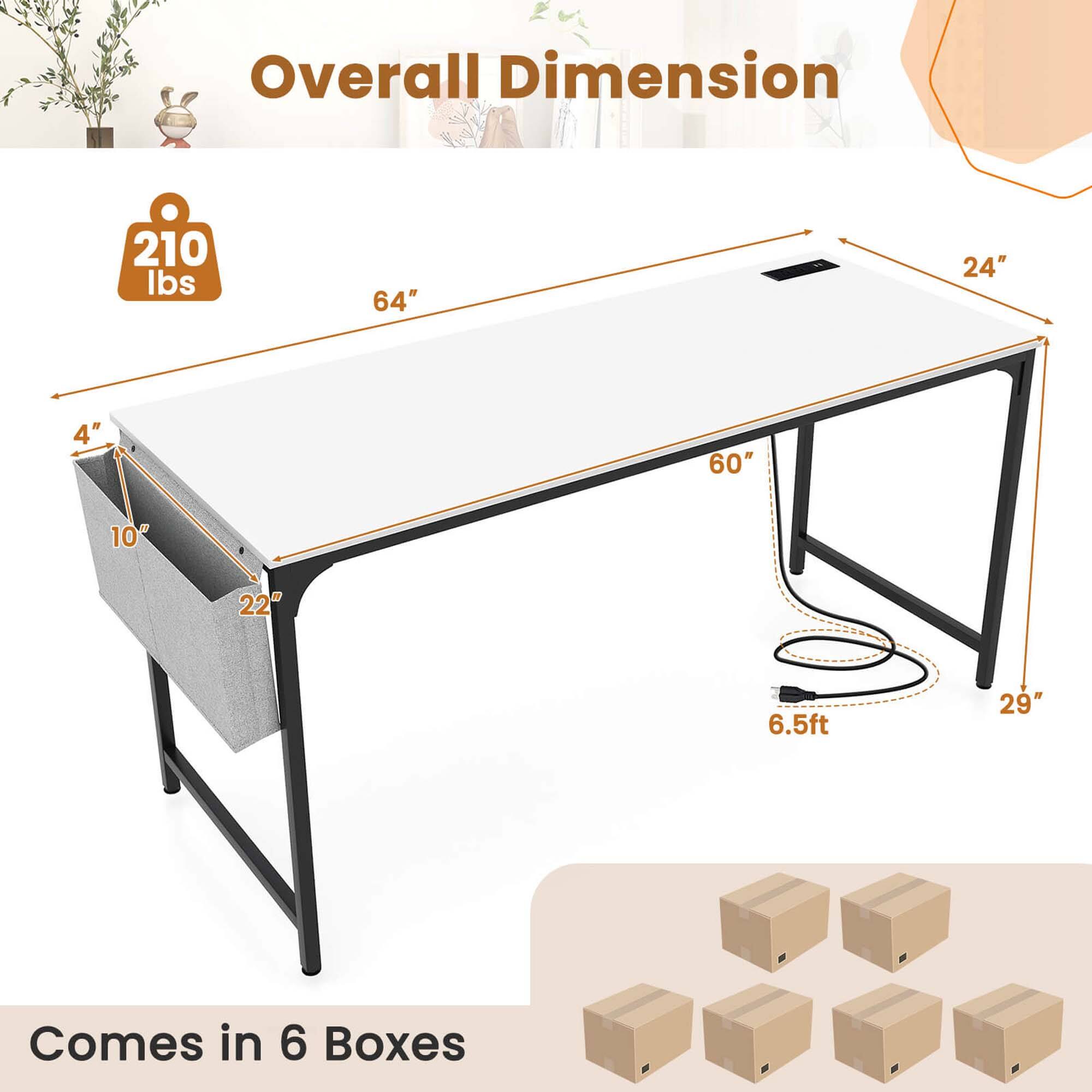 Overall Dimension  
210 lbs  
64" x 24" x 60"  
4" x 10" x 22"  
6.5ft x 29"  
Comes in 6 Boxes