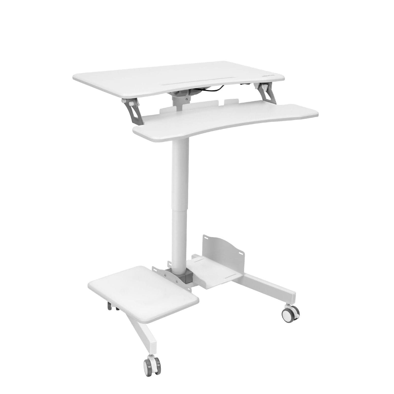 Alt View 5. Mount-It! - Mobile Sit-Stand Computer Workstation with Height Adjustment, Device Slot, Keyboard Tray & Bonus Storage - White.