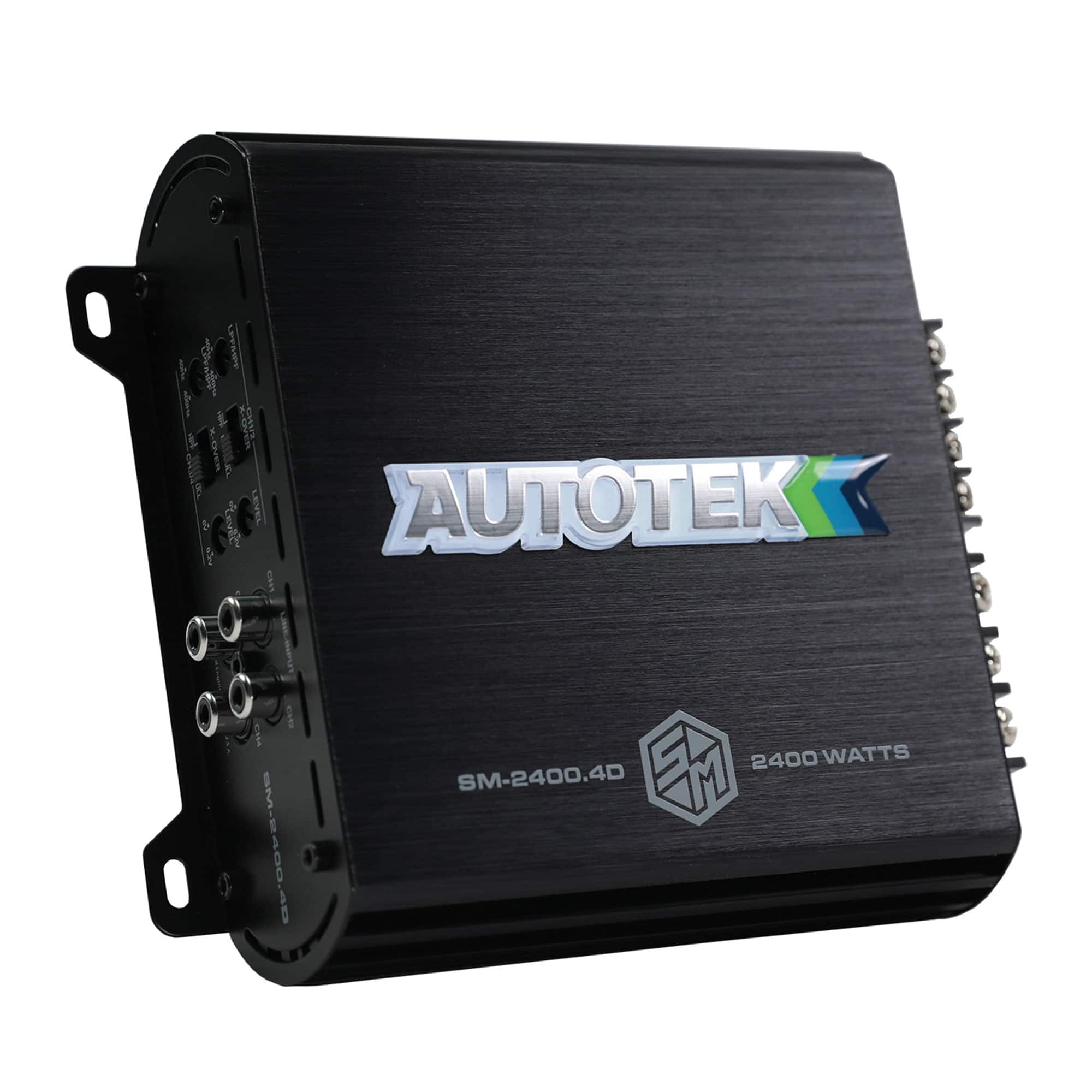 AutoTek - 2400W 4 Channel Car Audio Amplifier Bass Knob, Street Machine SM-2400.4D - Black