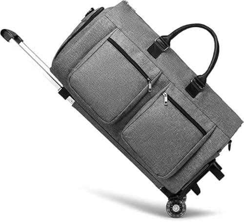 Front. Vulpecula Spade - Rolling Garment Bag,Rolling Duffle Bag with Wheels Rolling Garment Bags for Travel with Shoe Pouch Carry On Bag - ‎A1-Grey-2P.