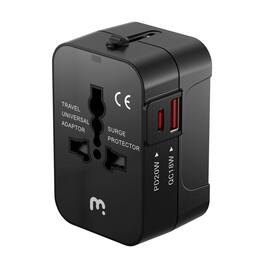 Mybat Pro - 20W PD Dual-Port Universal Travel Adapter - US/UK/EU/AU - Black - Black