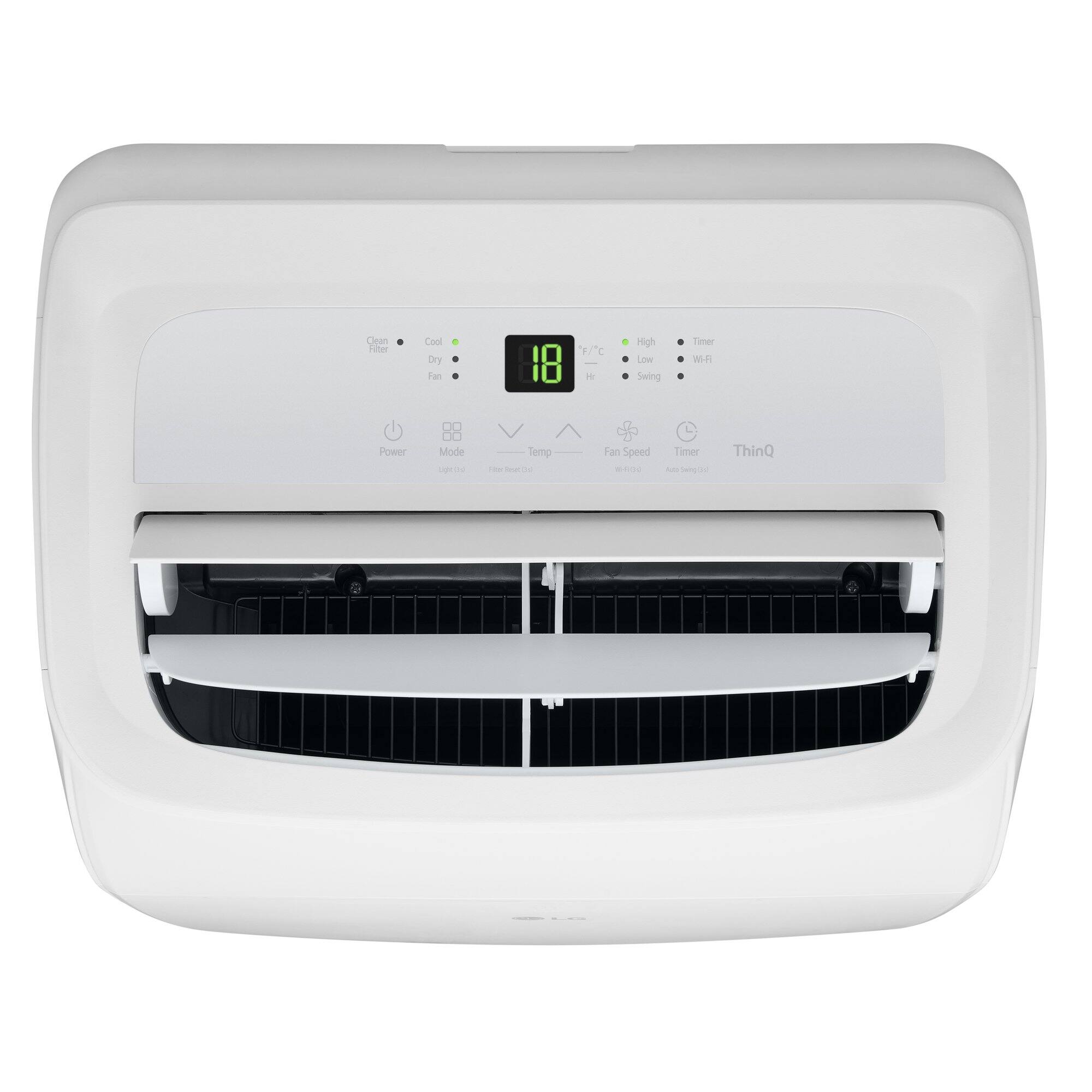 Clean Filter  
Cool  
Dry  
Fan  

Power  
Mode  
Temp  

High  
Low  
Swing  

Fan Speed  
Timer  

ThinQ