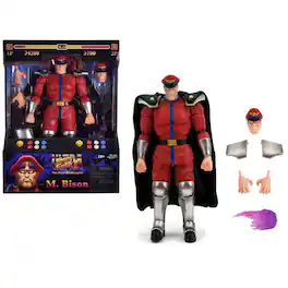 Jada - M. Bison 6" Action Figure with Accessories, Alternate Head & Hands – Ultra Street Fighter II (2017) - Red and Black