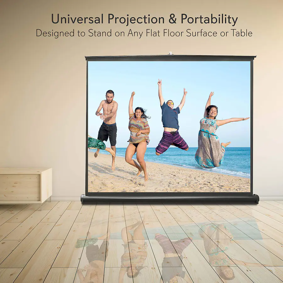 50 Inch Projection Screen Pyle 50 Inch Projector Screen Portable Floor Standing Fold Out Roll Up ...