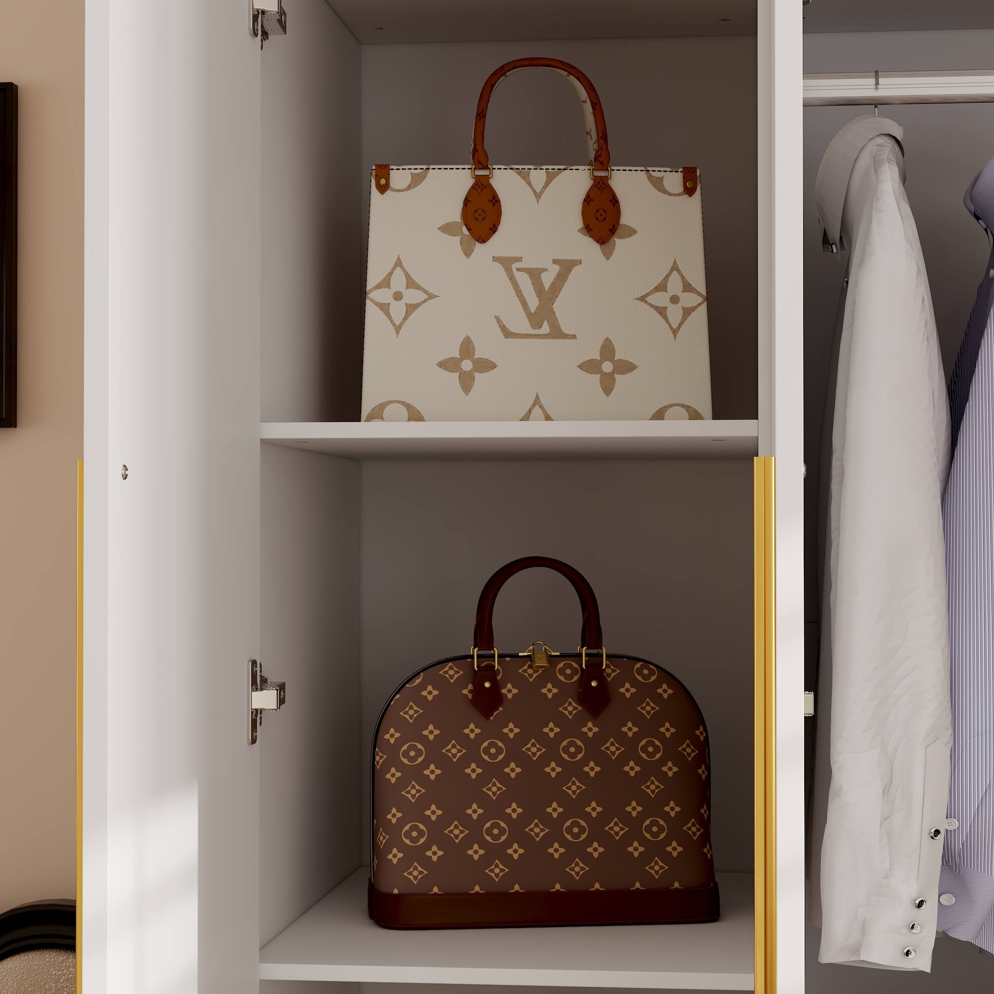Alt View 5. FUFU & GAGA - FUFU&GAGA Wardrobe with Mirror: Stylish Storage with Safety & Function - White.