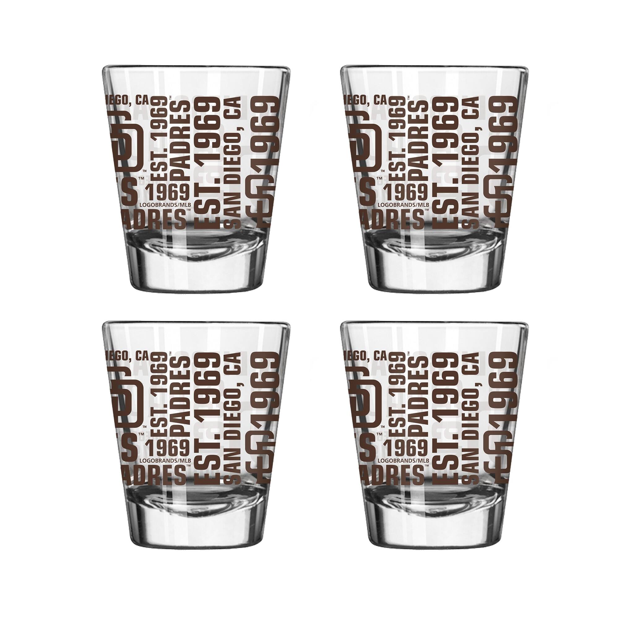 Logo Brands - San Diego Padres 4-Pack 2oz. Shot Glass Set - Multicolor