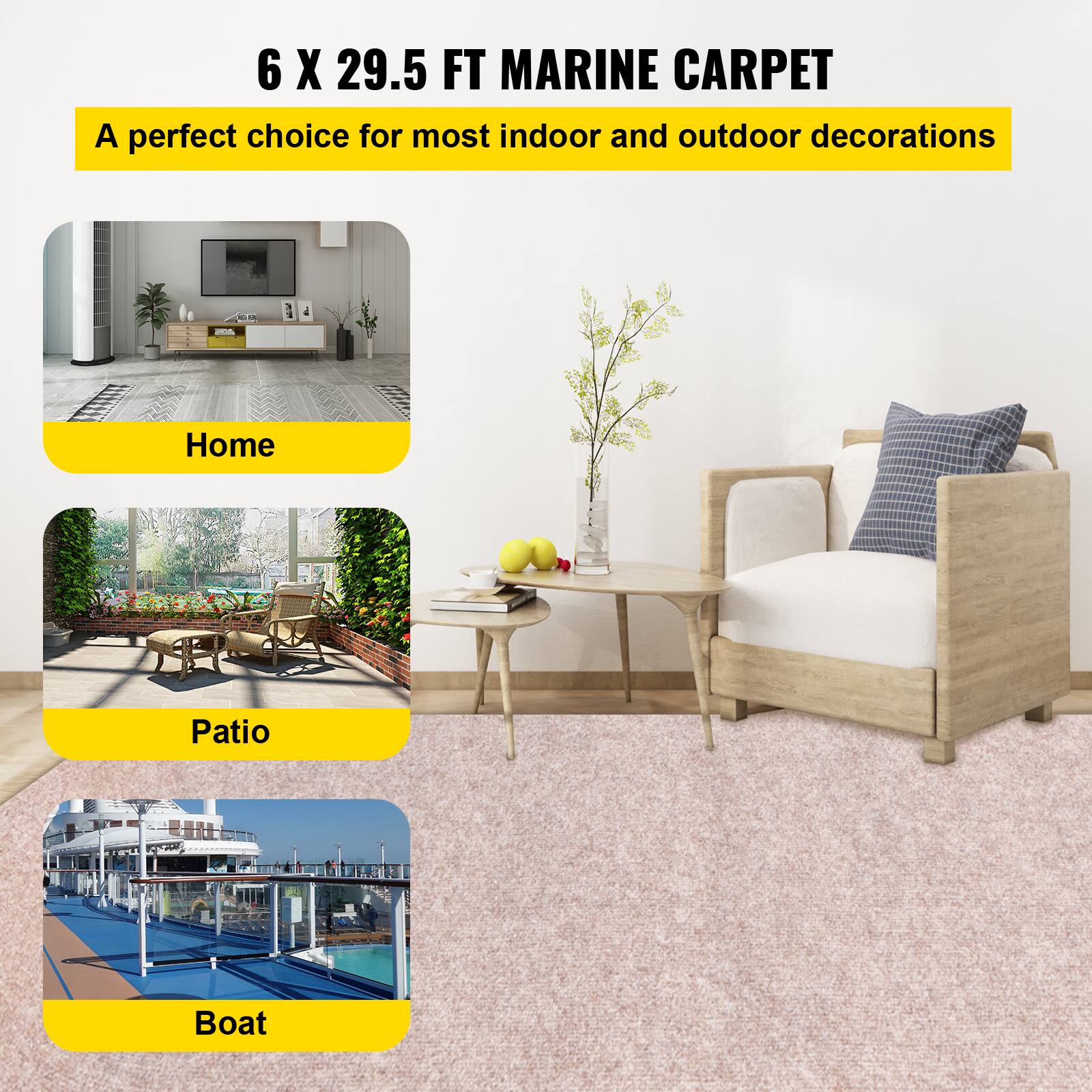 6 X 29.5 FT MARINE CARPET

A perfect choice for most indoor and outdoor decorations

Home  
Patio  
Boat