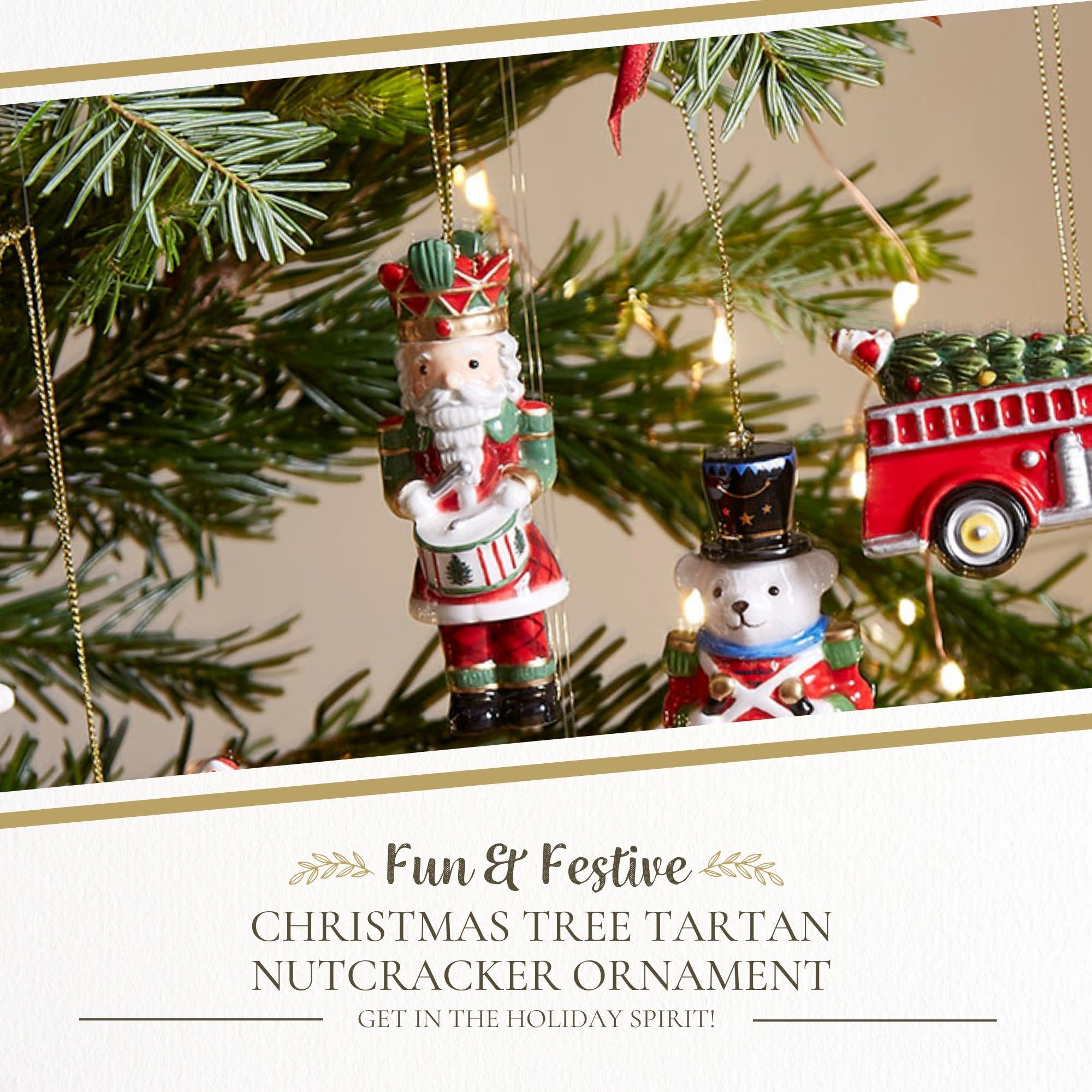 Fun & Festive CHRISTMAS TREE TARTAN NUTCRACKER ORNAMENT GET IN THE HOLIDAY SPIRIT!