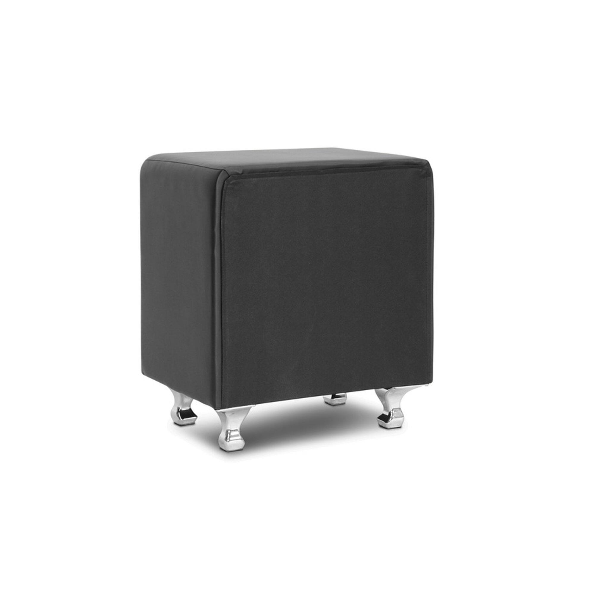 Back. Baxton Studio - Stella Crystal Tufted Upholstered Modern Nightstand - Black.