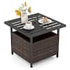 Front. Costway - Costway Rattan Wicker Steel Side Table Outdoor Furniture Deck Garden Patio Pool - Brown.