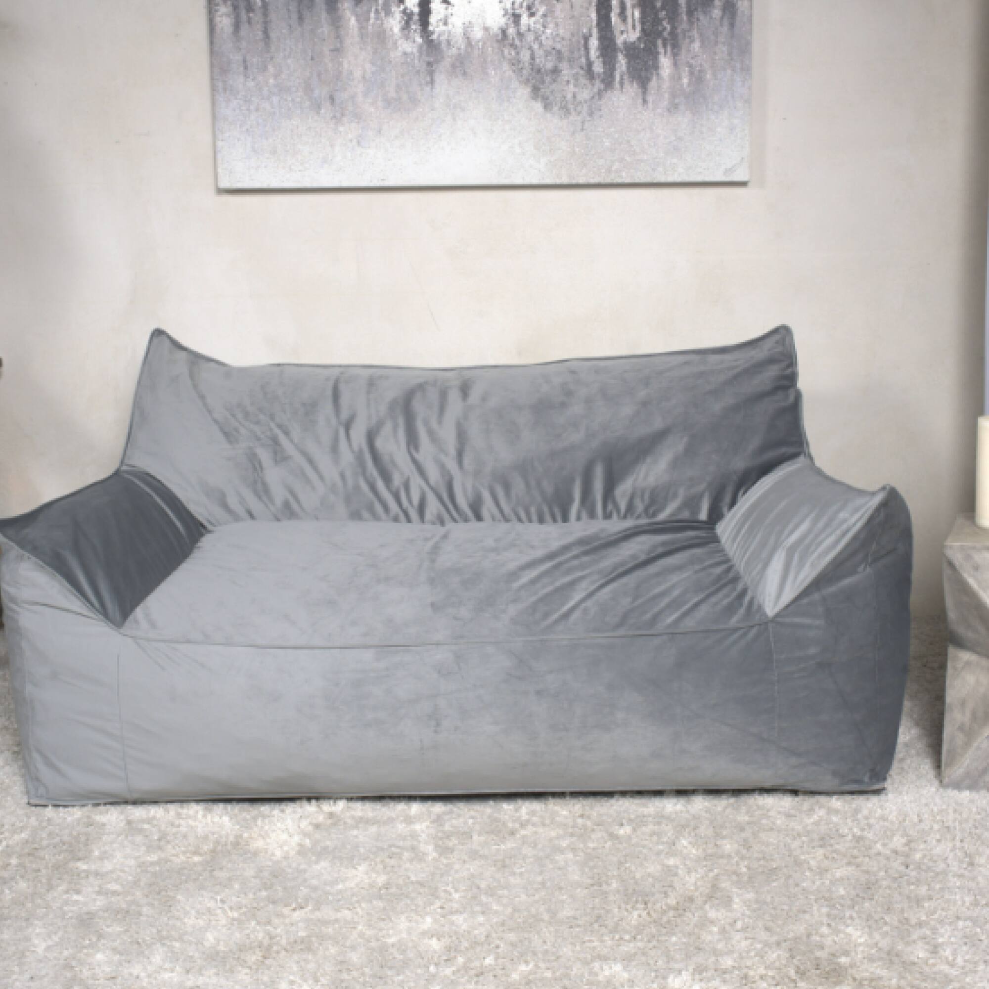 GOODSILO - Premium Oversized Velvet Bean Bag Chair with Armrests for Ultimate Comfort and Style - Gray