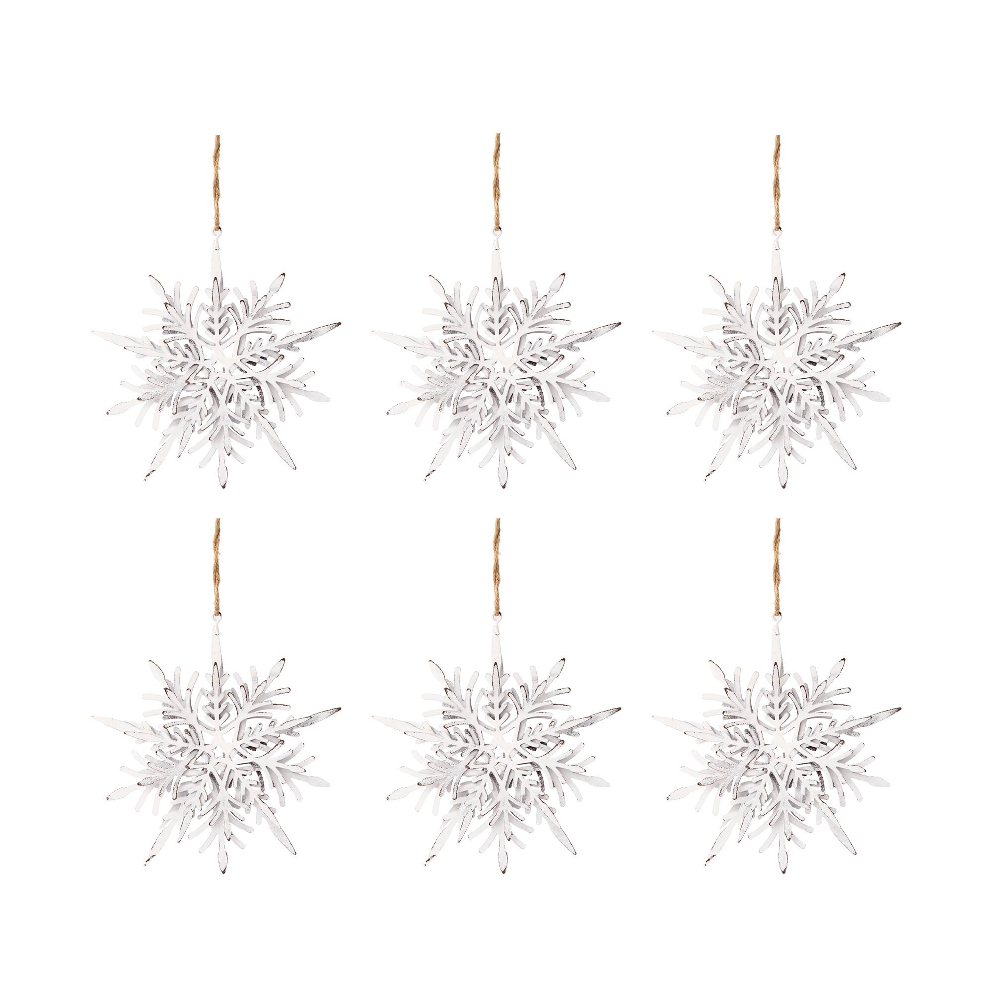 Front. Dexmalle - Dexmalle-Christmas Tree Decorative  Iron Snowflake Hanger,Set of 6-White - White.