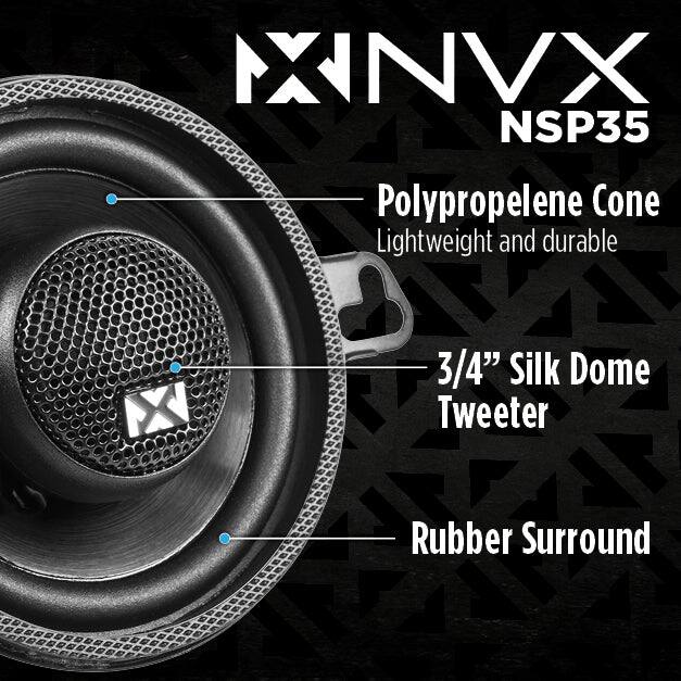 NVX NSP35 Polypropylene Cone Lightweight and durable 3/4" Silk Dome Tweeter Rubber Surround