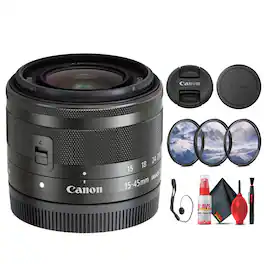 Canon - EF-M 15-45mm f/3.5-6.3 IS STM Zoom Lens (Graphite) (0572C002) Bundle (International Version)