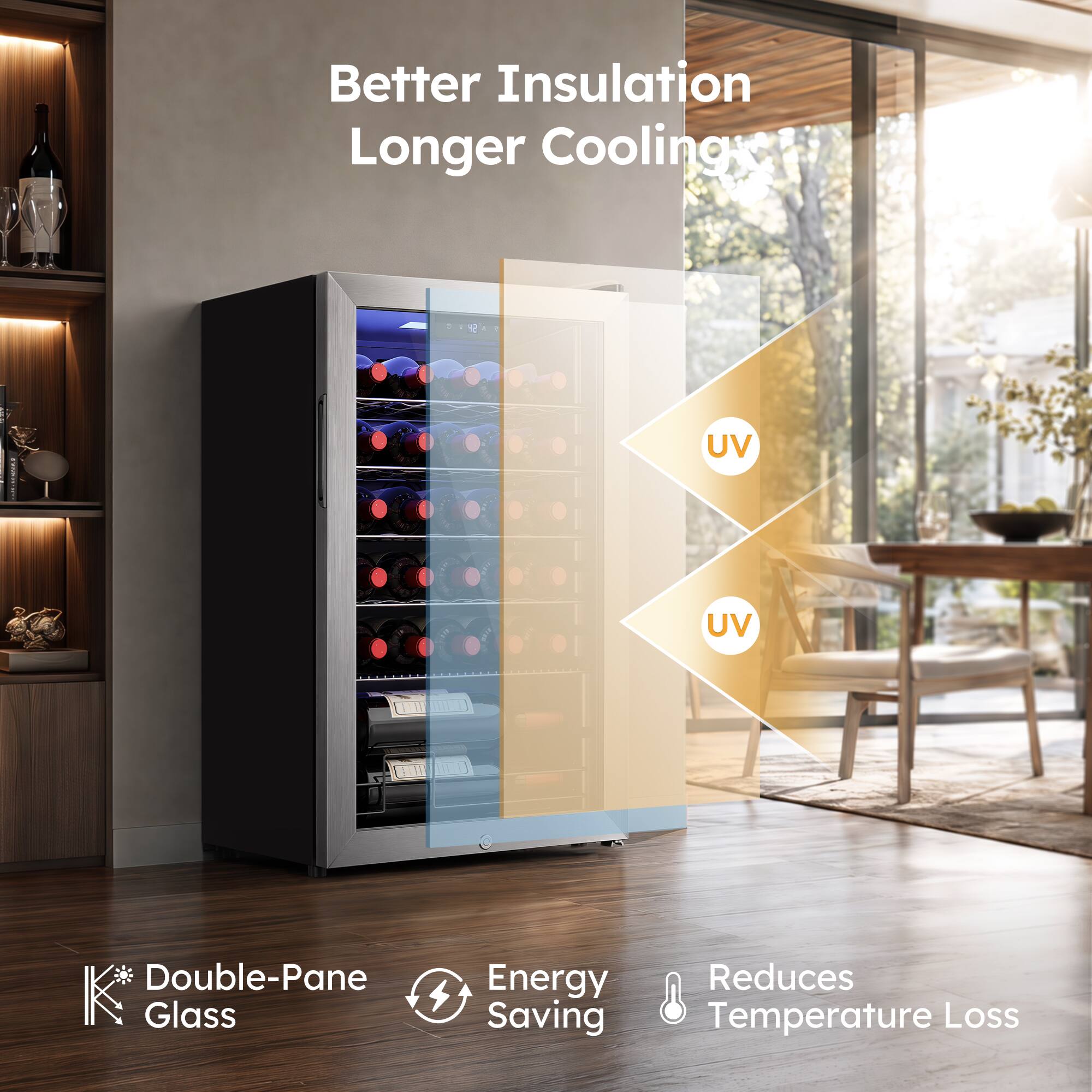 Better Insulation Longer Cooling: UV UV Double-Pane Glass Energy Saving Reduces Temperature Loss