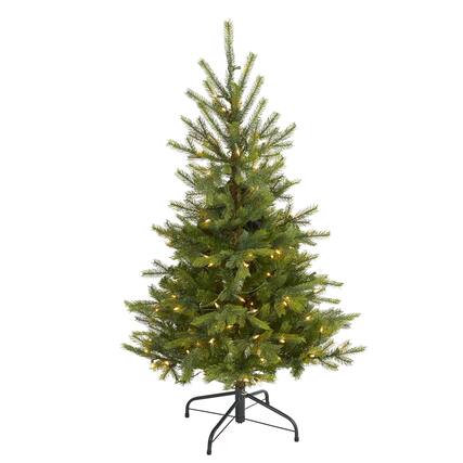 Front. BreeBe - 4’ North Carolina Spruce Xmas Tree w/100 LEDs & 207 Tips - Green.