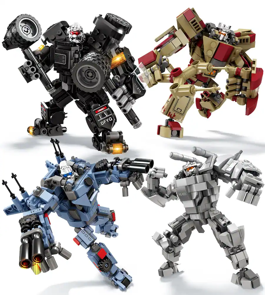 EZTW1 Transforming Mech Robot Building Blocks Set 4 Kinds Of Destroy ...