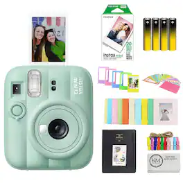 Fujifilm - INSTAX MINI 13 Instant Film Camera | Lagoon Green Bundle with Instax Mini Film | 20 Exposure + Mini Accessories