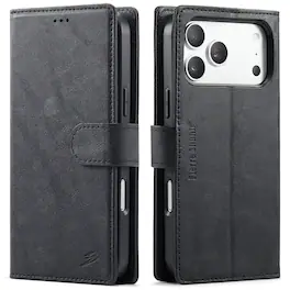 UUCOVER - Detachable Magnetic Card Wallet RFID Blocking Case for iPhone 17 Pro Max PU Leather Stand Compatible with MagSafe Cover - Black