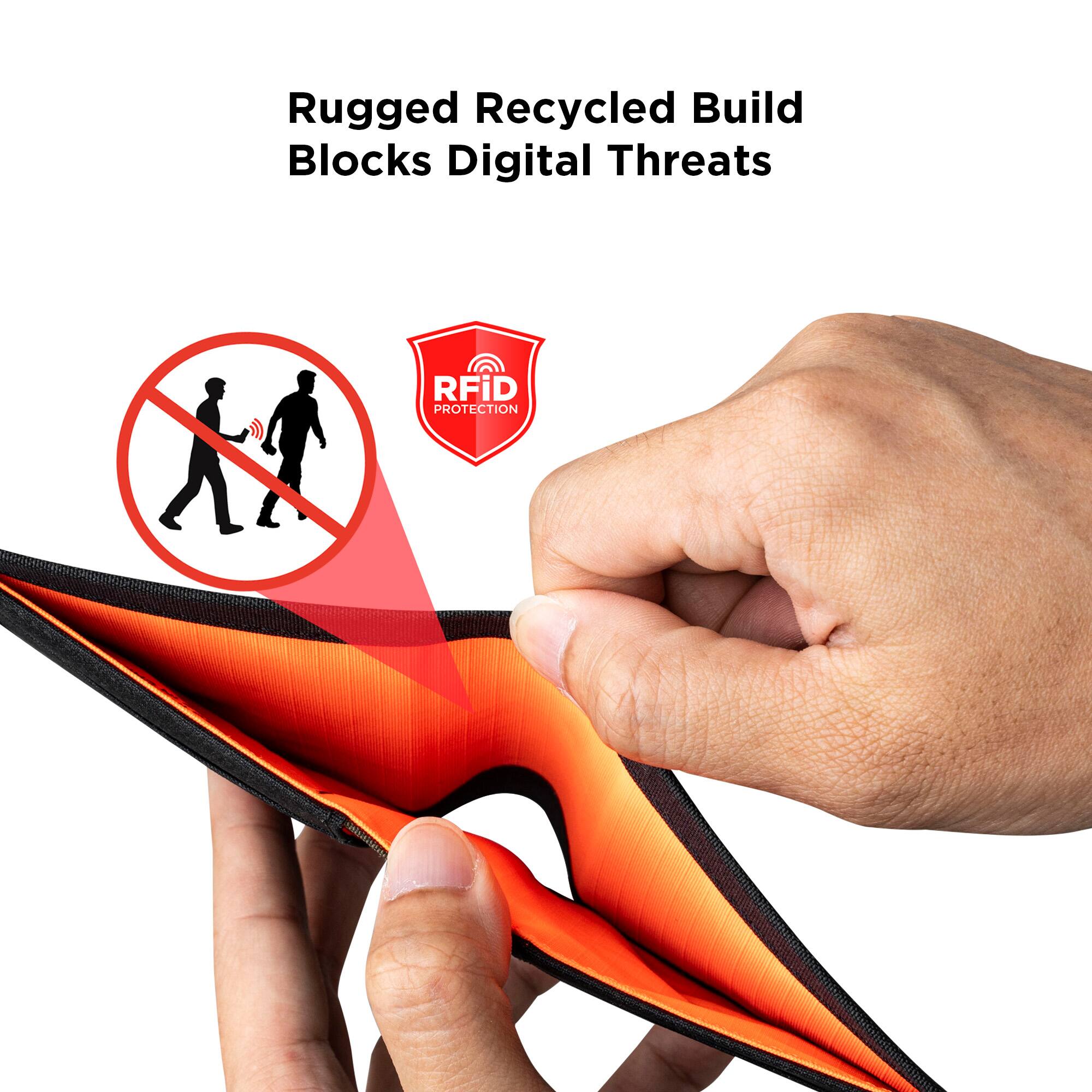 Rugged Recycled Build Blocks Digital Threats  
RFiD PROTECTION