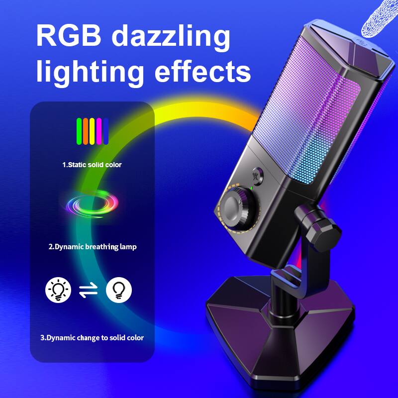 RGB dazzling lighting effects

1. Static solid color  
2. Dynamic breathing lamp  
3. Dynamic change to solid color
