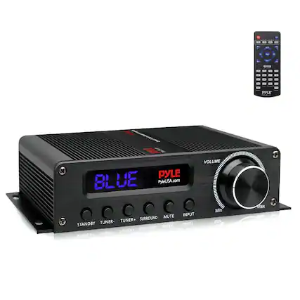 PYLE
PYLEUSA.com
VOLUME
SURROUND MUTE
TUNER- TUNER+
STANDBY
INPUT
BLUE
STANDBY TUNER- TUNER+ SURROUND MUTE INPUT