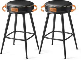 Songmics Home - VASAGLE EKHO Collection – Set of 2 Counter Height Backless Swivel Bar Stools in Ink - Black