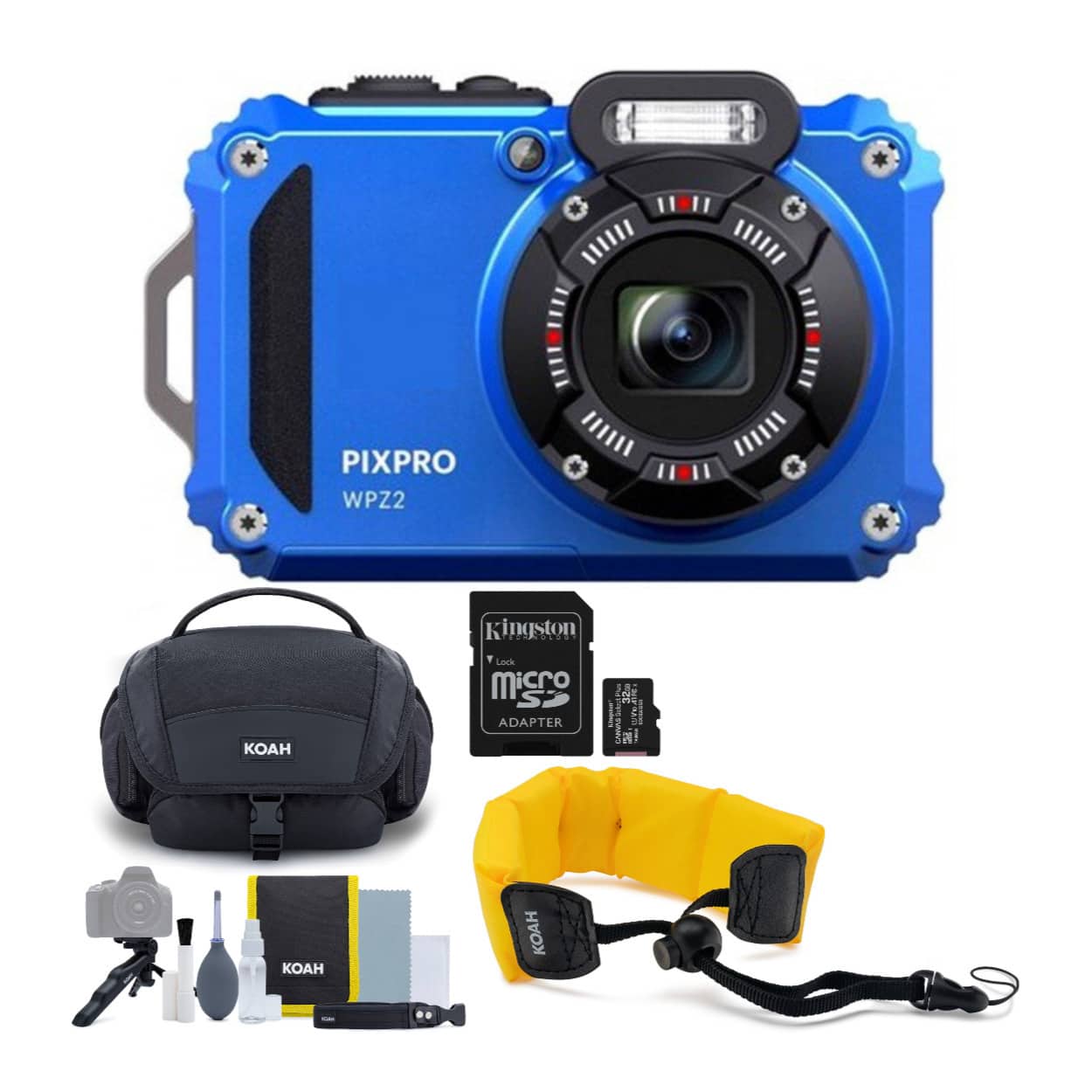 Kodak - PIXPRO WPZ2 Rugged Waterproof 16MP Digital Camera (Blue) Bundle