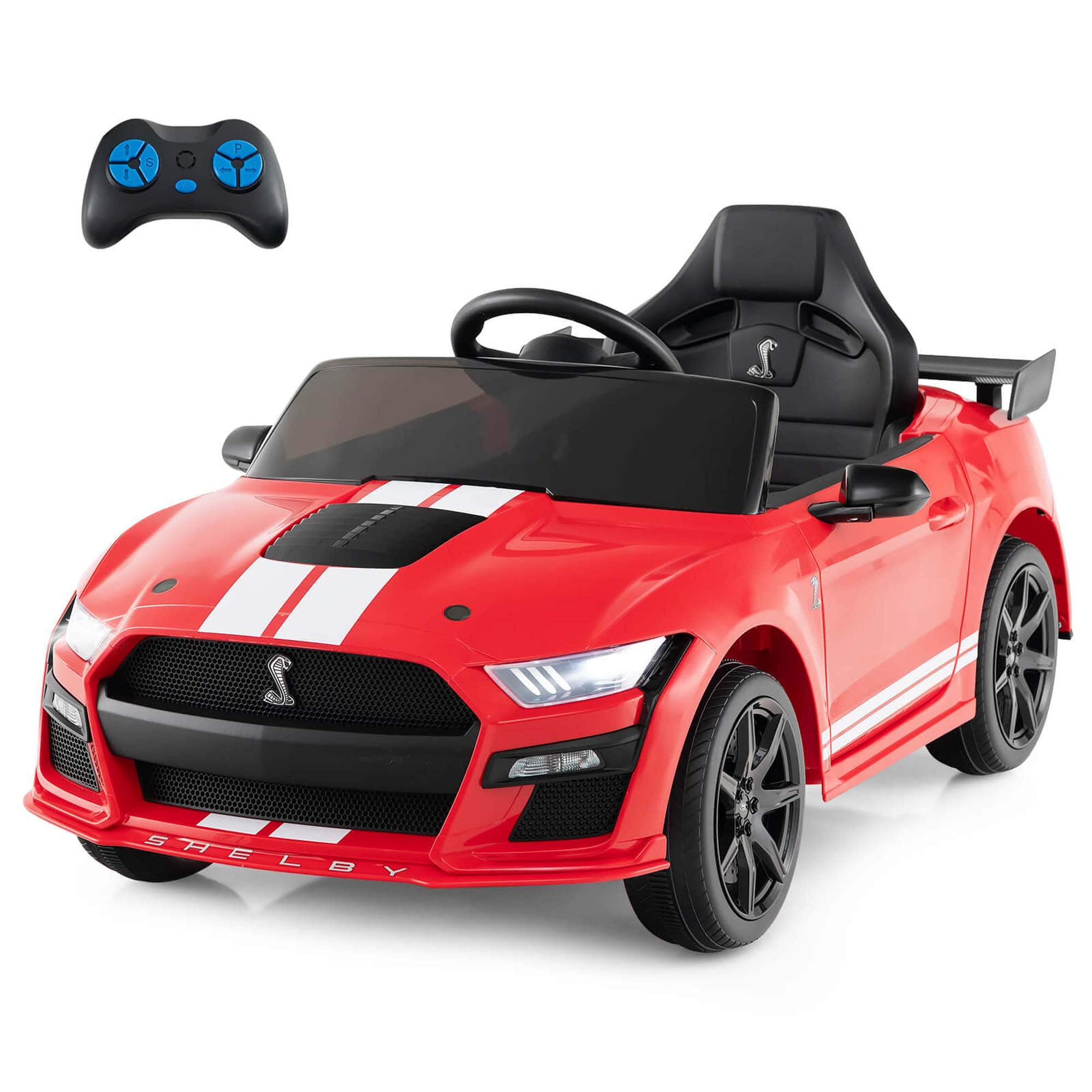 Costway - 12V Licensed Ford Mustang Shelby GT500 Kids Ride on Car with Remote Control - Red