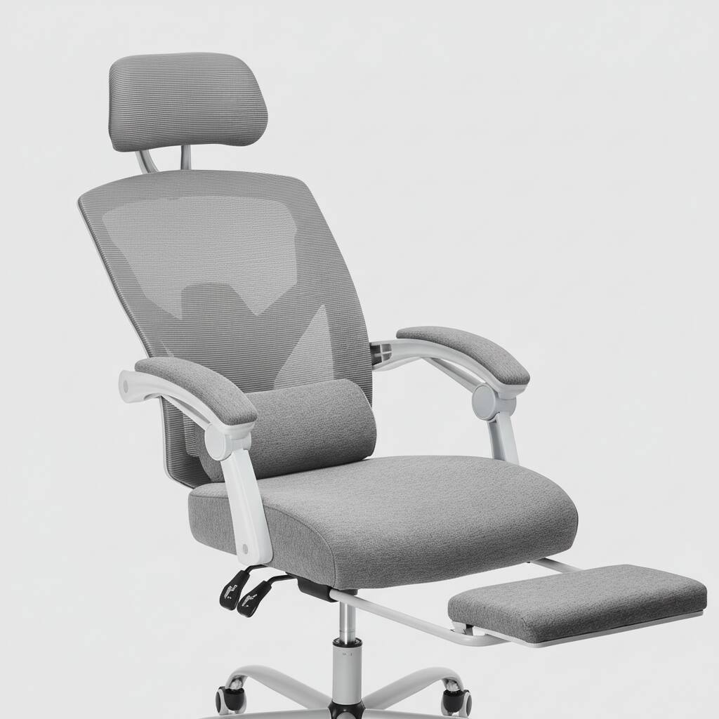 Alt View 5. AOITUN - Grey Ergonomic Office Computer Desk Chair with Lumbar Support and Footrest - Gray.