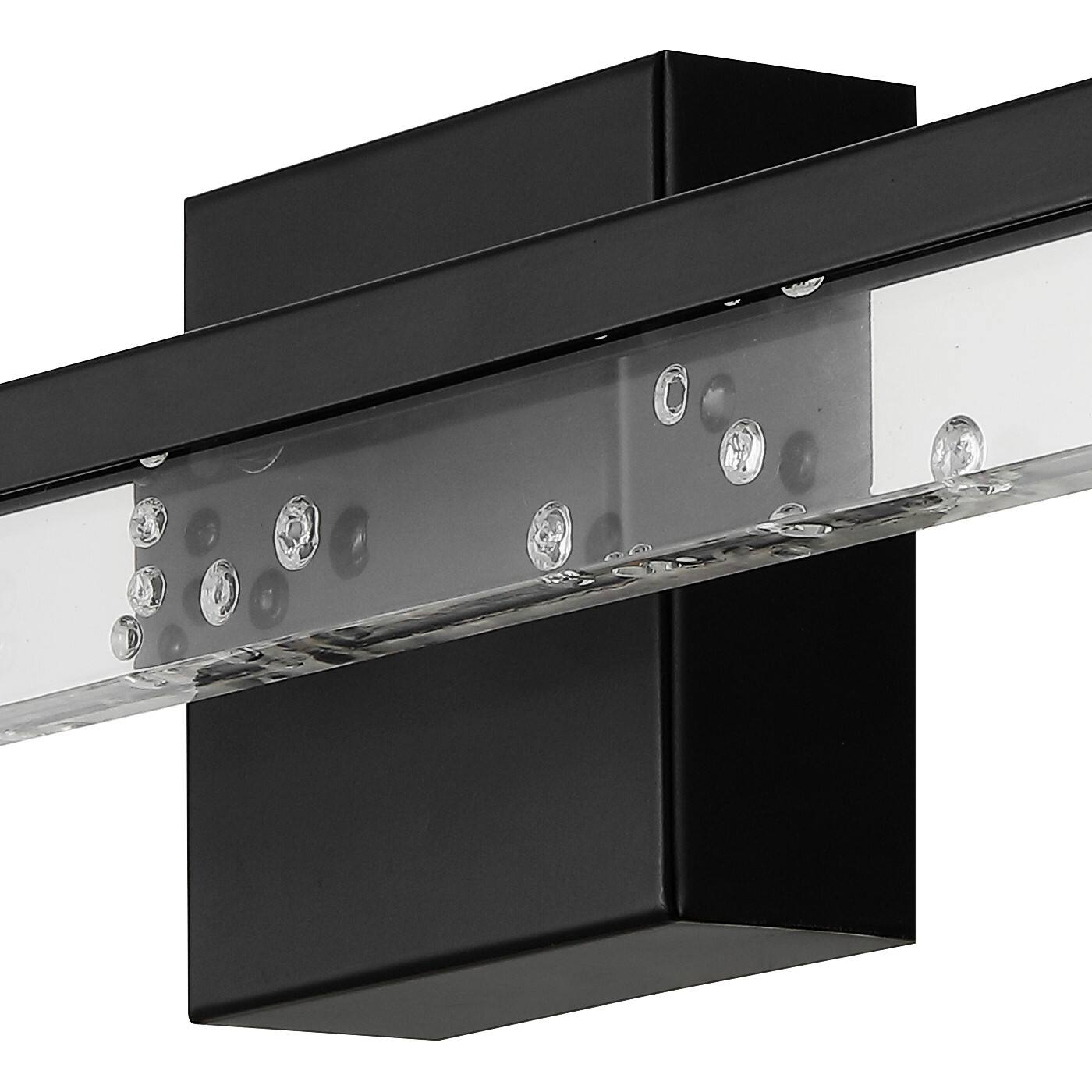 Alt View 5. Jonathan Y - Mario 22" 1-Light Modern Contemporary 360-Degree Rotatable Iron/Seeded Acrylic Integrated LED Vanity Light, Black/Clear - Black/Clear.