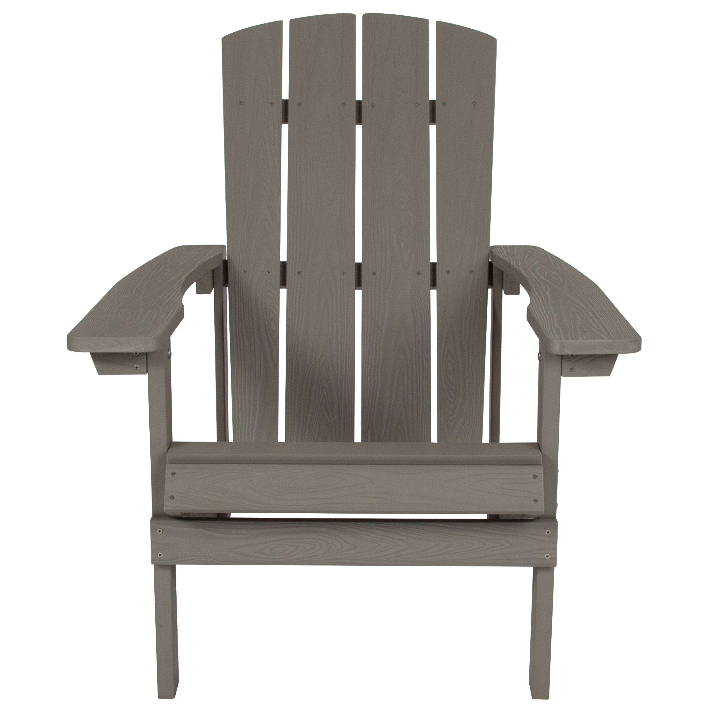 Alt View 8. Emma + Oliver - 2 Pack Outdoor All-Weather Poly Resin Wood Adirondack Chairs - Gray.