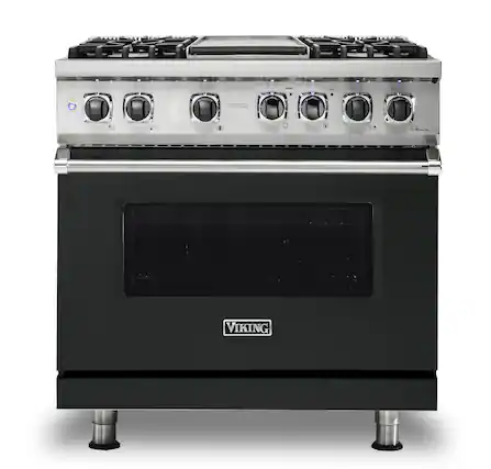 Front. Viking - 36-Inch Dual Fuel Freestanding Range - Antique Bronze.