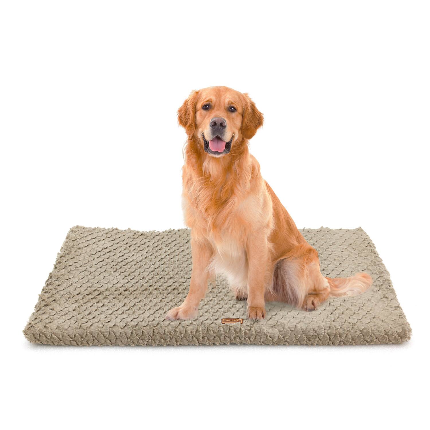 Back. Siljoy - All‑Season Plush Dog Bed, Removable Washable Cover with Anti‑Slip Bottom, for Medium‑Large Pets - Brown.