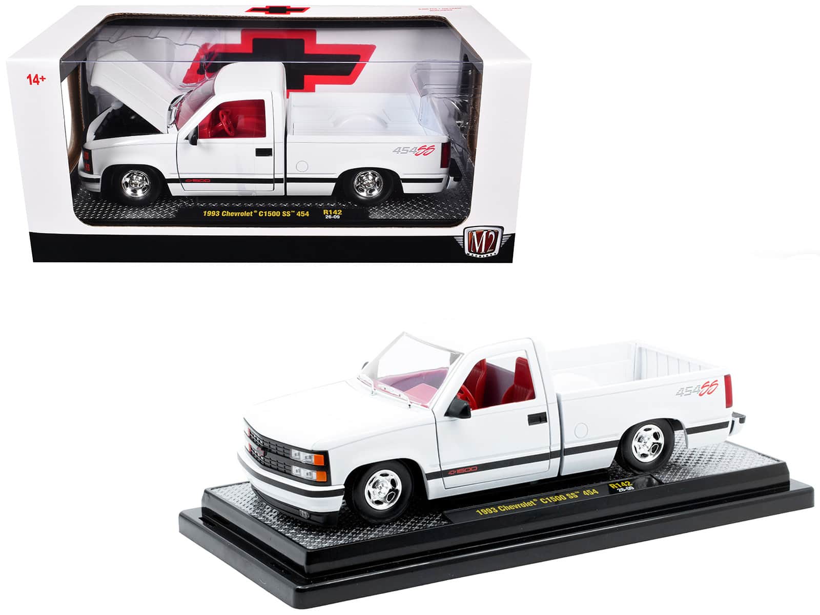 1993 Chevrolet C1500 SS 454 Pickup Truck White with Red Interior Limited Edition 1/24 Diecast Model Car by M2 Machines price history on PriceWatchPro