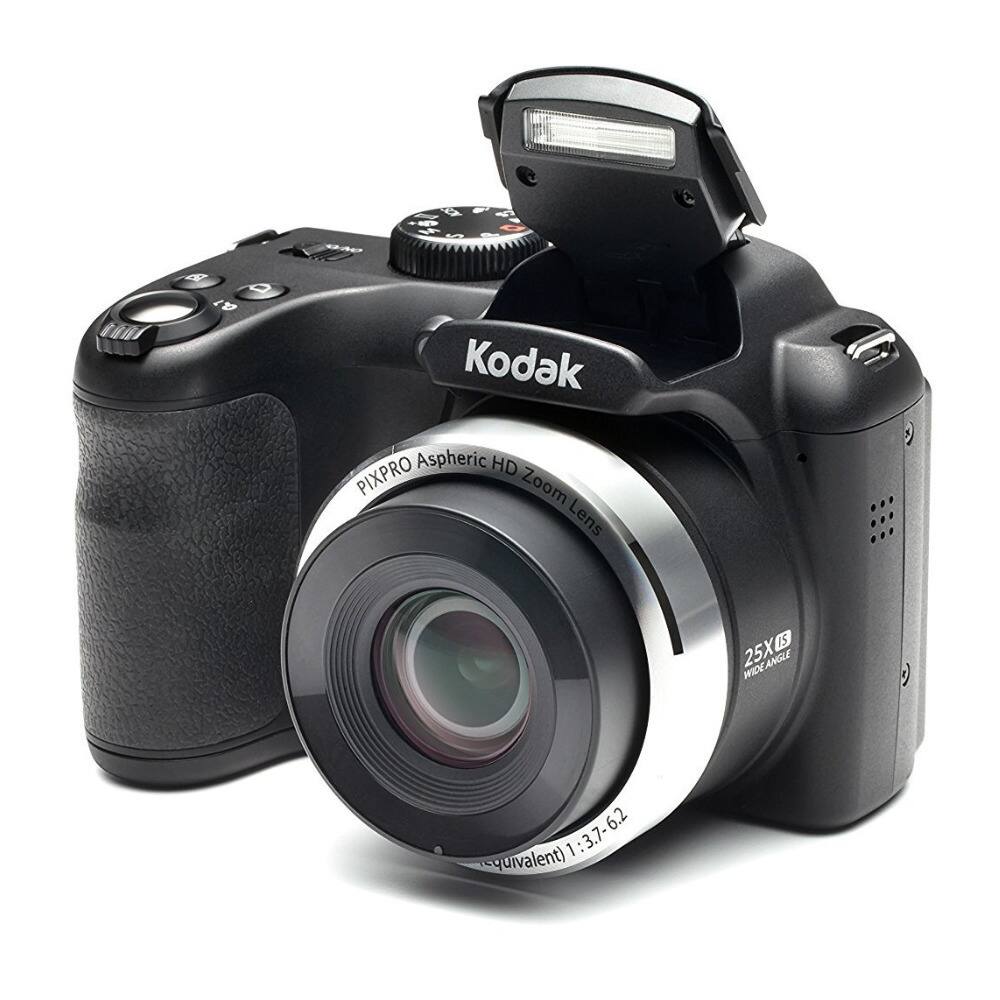 The Kodak PIXPRO camera features a 25X optical zoom lens with a 6.2 aperture and a 3.7-6.2 angle of view. This camera is designed for capturing high-quality images and videos, with its advanced zoom capabilities and aspheric lens technology.