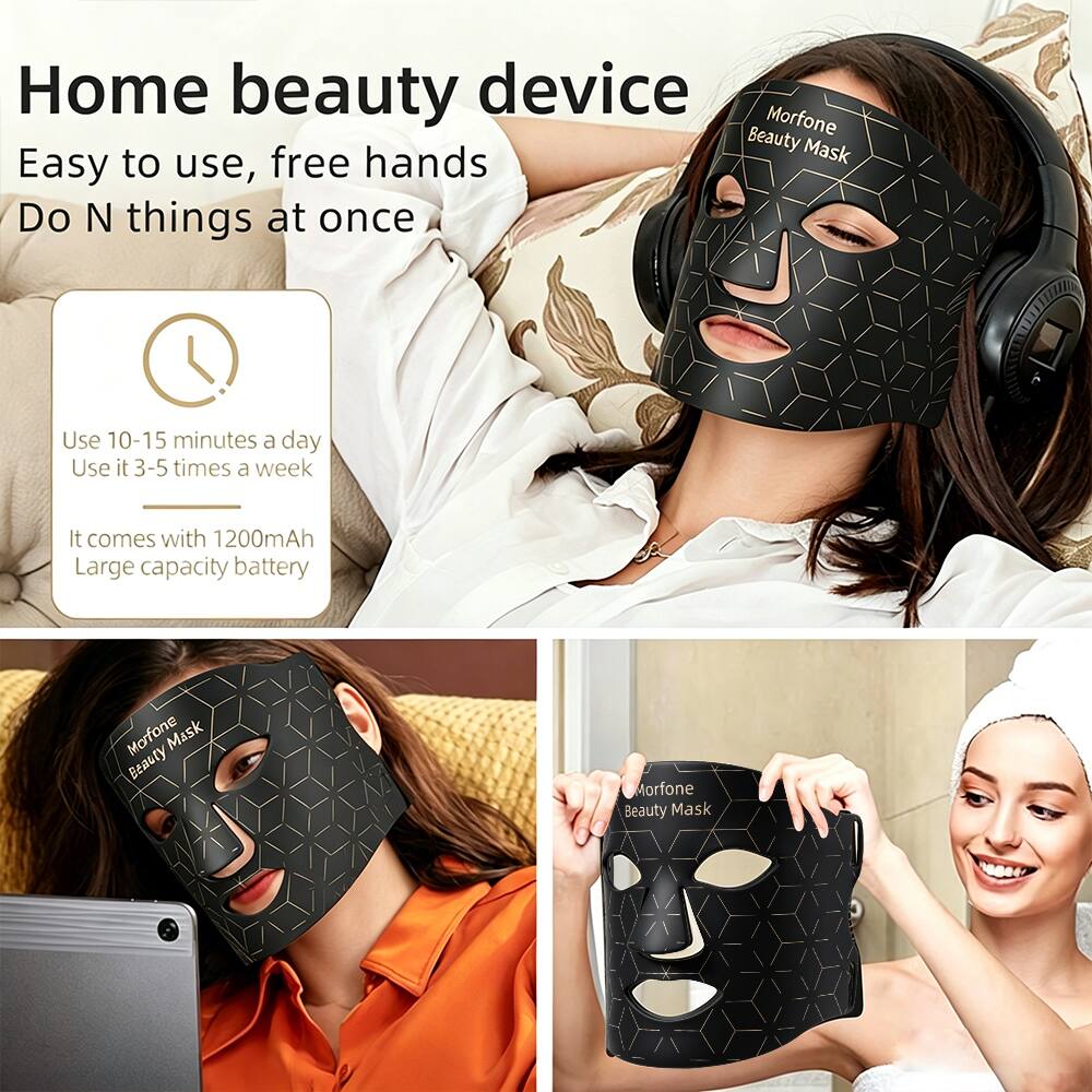 Home beauty device  
Easy to use, free hands  
Do N things at once  

Use 10-15 minutes a day  
Use it 3-5 times a week  

It comes with 1200mAh Large capacity battery  

Morfone Beauty Mask